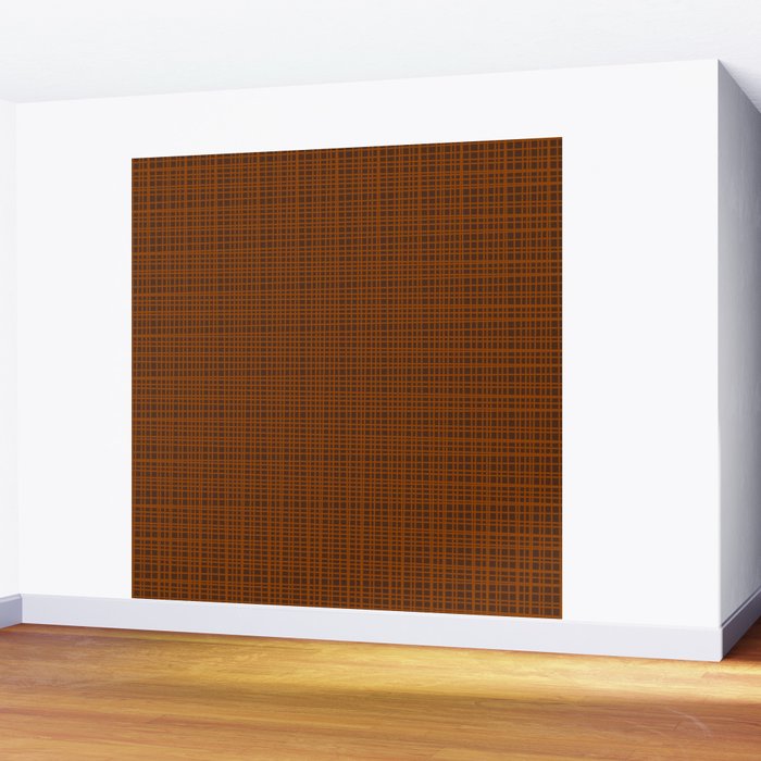 Mid Century Modern Fine Weave Minimalist Retro Woven Pattern in Brown Wall Mural Gallery Image 2