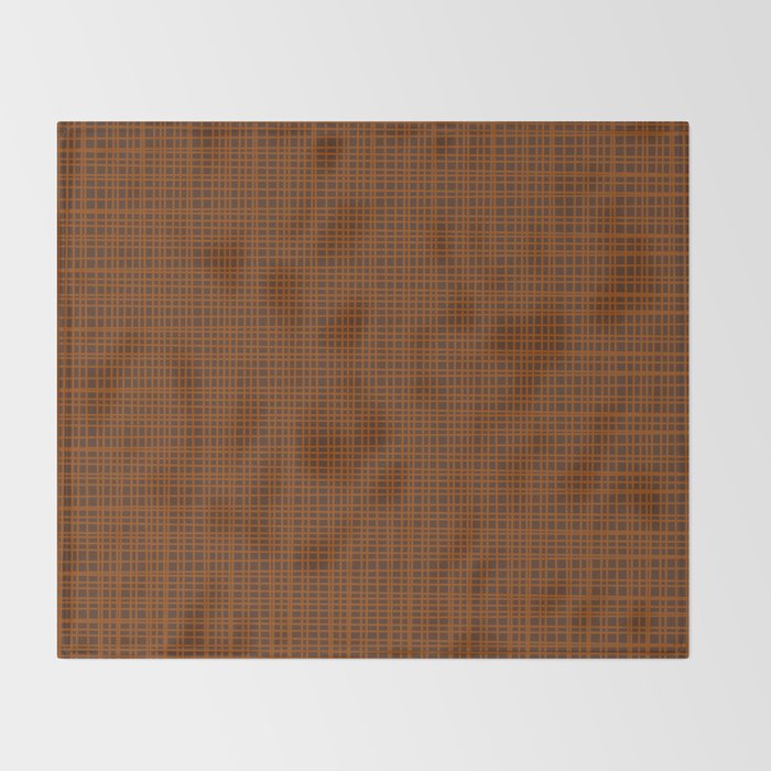 Mid Century Modern Fine Weave Minimalist Retro Woven Pattern in Brown Throw Blanket Gallery Image 2