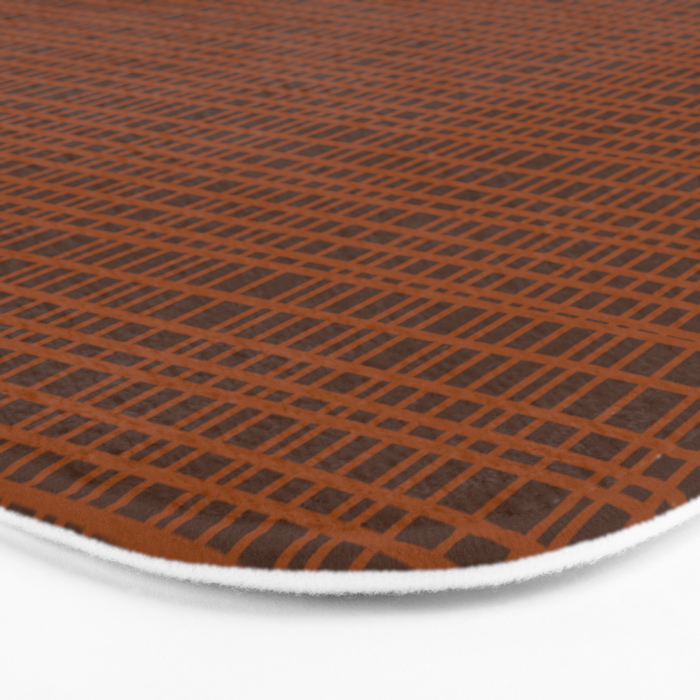Mid Century Modern Fine Weave Minimalist Retro Woven Pattern in Brown Bath Mat Gallery Image 3