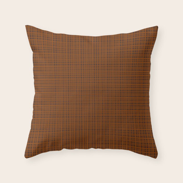 Mid Century Modern Fine Weave Minimalist Retro Woven Pattern in Brown Throw Pillow Gallery Image 6