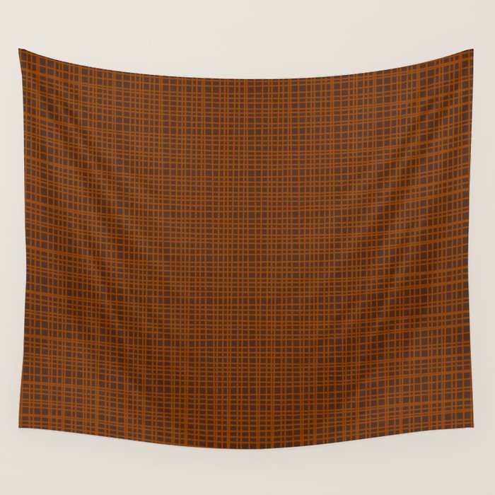Mid Century Modern Fine Weave Minimalist Retro Woven Pattern in Brown Wall Tapestry Gallery Image 4