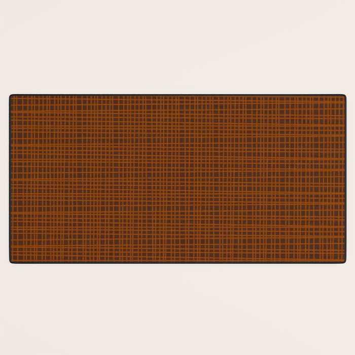 Mid Century Modern Fine Weave Minimalist Retro Woven Pattern in Brown Desk Mat Gallery Image 3