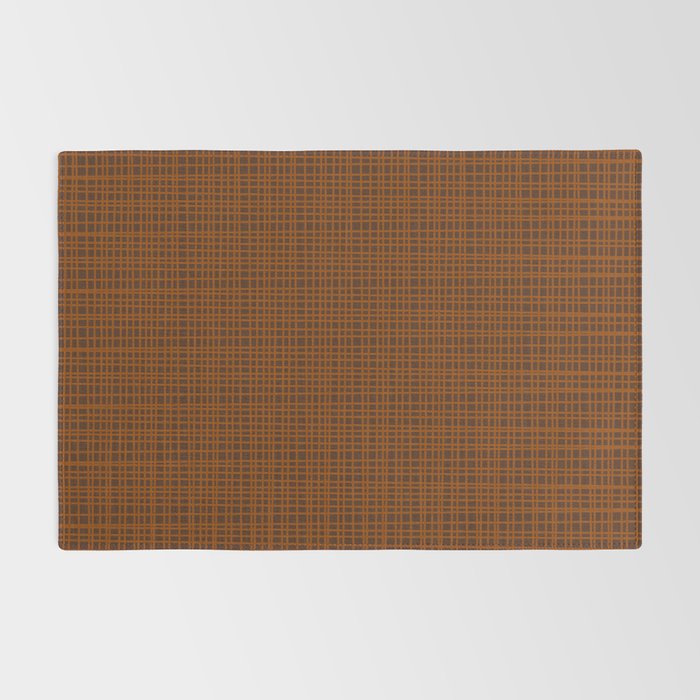 Mid Century Modern Fine Weave Minimalist Retro Woven Pattern in Brown Rug Gallery Image 2