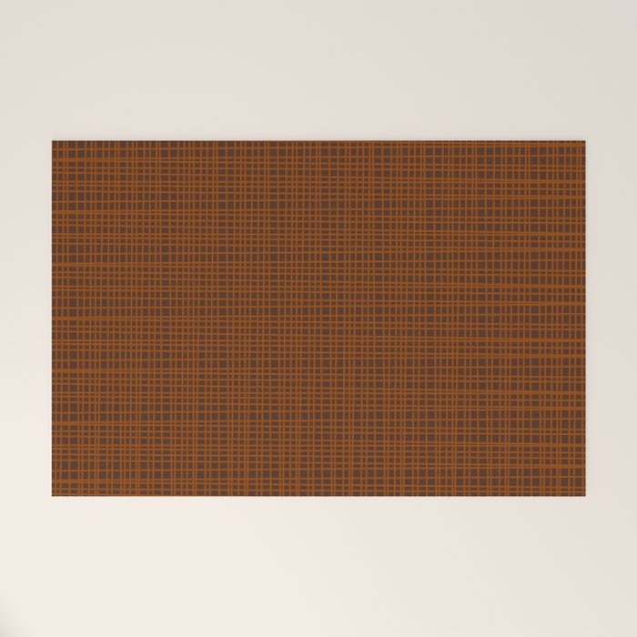 Mid Century Modern Fine Weave Minimalist Retro Woven Pattern in Brown Welcome Mat Gallery Image 1