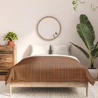 Mid Century Modern Fine Weave Minimalist Retro Woven Pattern in Brown Comforter Gallery Image 3