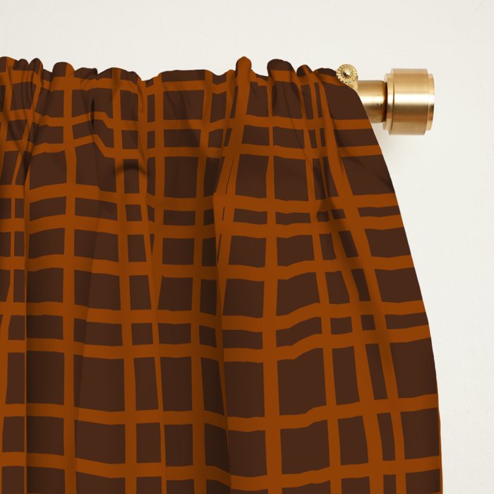 Mid Century Modern Fine Weave Minimalist Retro Woven Pattern in Brown Window Curtain Gallery Image 2