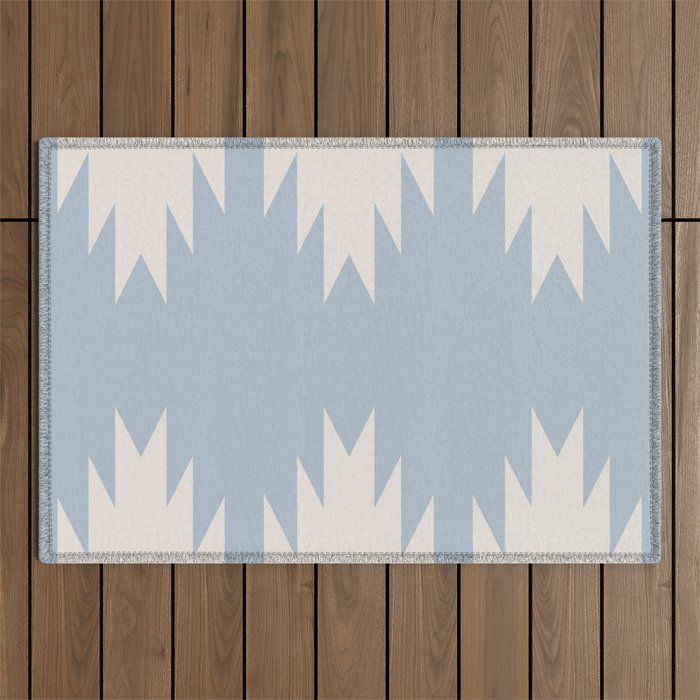 Geometric Southwestern Minimalism - Soft Sky Blue Outdoor Rug Gallery Image 1