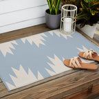 Geometric Southwestern Minimalism - Soft Sky Blue Outdoor Rug Gallery Image 2