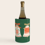 Folk Art Holiday Bells - Forest Green Wine Chiller Gallery Image 3
