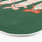 Folk Art Holiday Bells - Forest Green Bath Mat Gallery Image 3