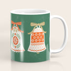 Folk Art Holiday Bells - Forest Green Coffee Mug Gallery Image 1