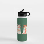 Folk Art Holiday Bells - Forest Green Water Bottle Gallery Image 1