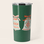 Folk Art Holiday Bells - Forest Green Travel Mug Gallery Image 1