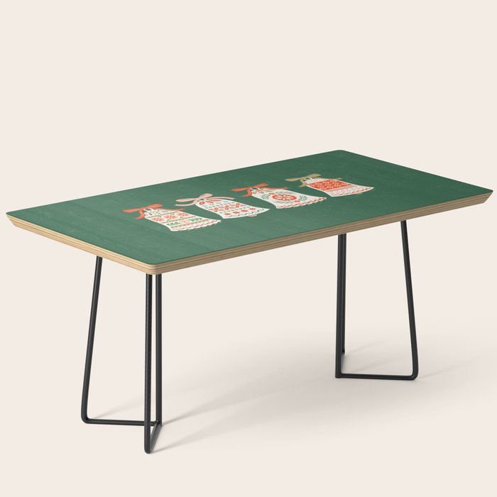 Folk Art Holiday Bells - Forest Green Coffee Table Gallery Image 1