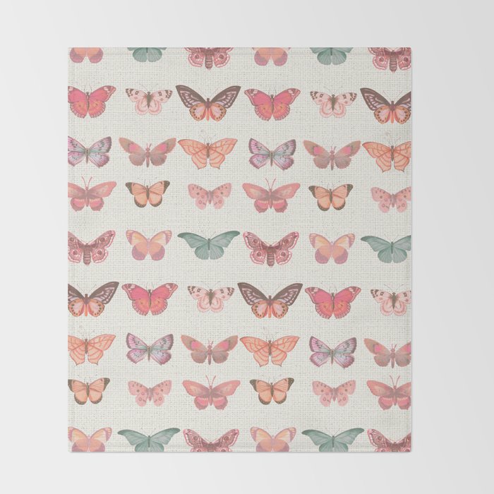 Butterflies in Pink Tones Throw Blanket Gallery Image 2
