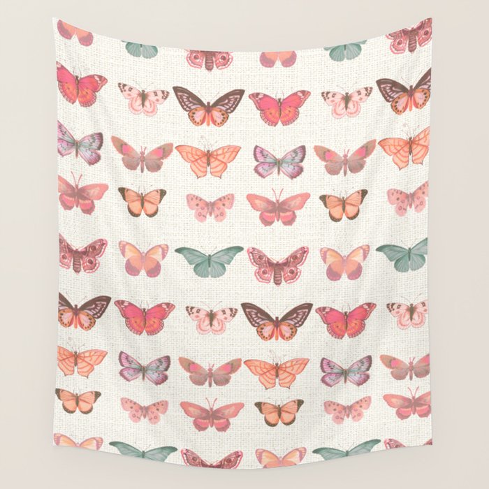 Butterflies in Pink Tones Wall Tapestry Gallery Image 1