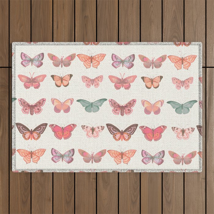 Butterflies in Pink Tones Outdoor Rug Gallery Image 1