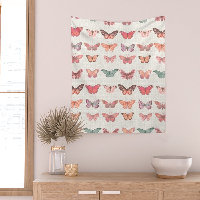 Butterflies in Pink Tones Wall Tapestry Gallery Image 2