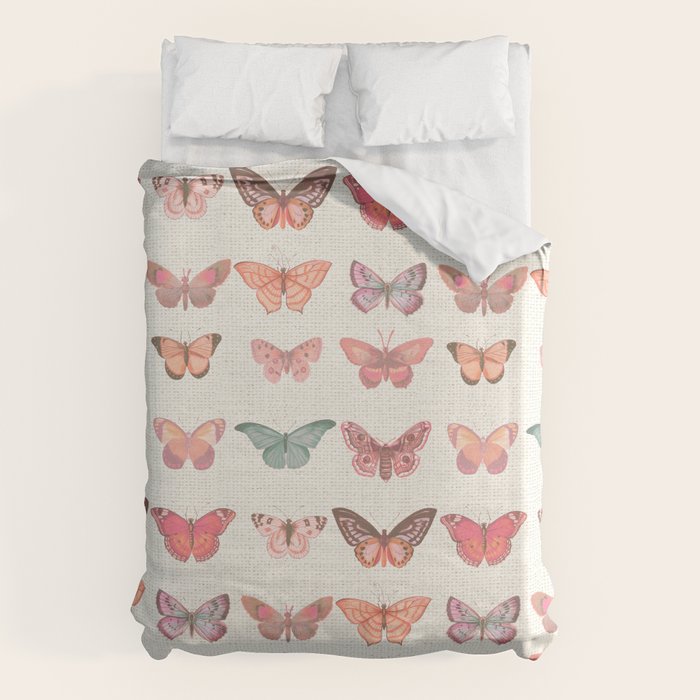 Butterflies in Pink Tones Duvet Cover