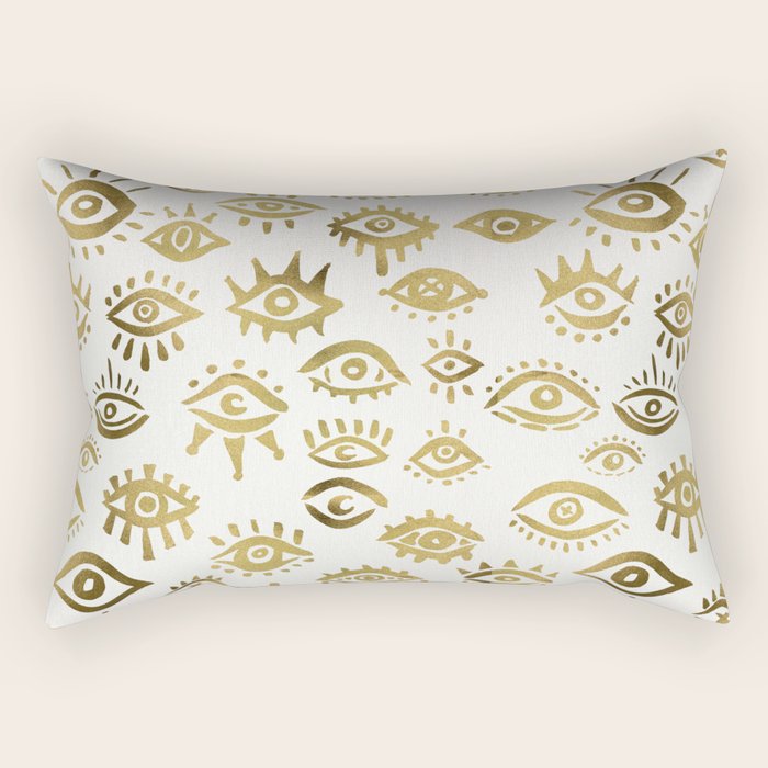 Mystic Eyes - Gold Rectangular Pillow Gallery Image 1