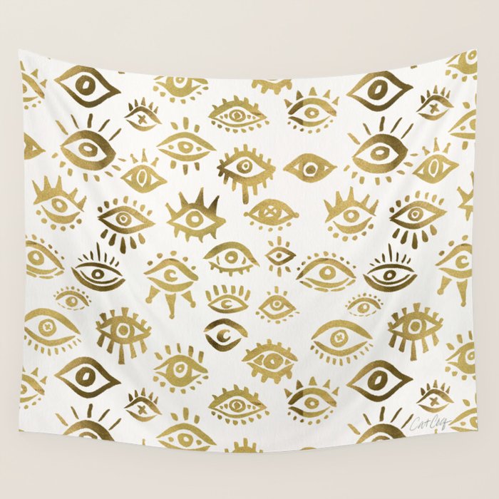 Mystic Eyes - Gold Wall Tapestry Gallery Image 1