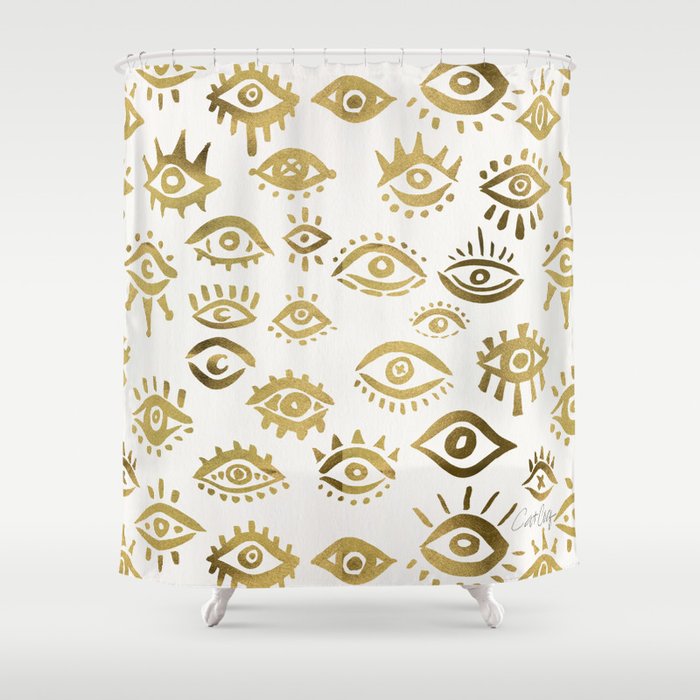 Mystic Eyes - Gold Shower Curtain Gallery Image 1