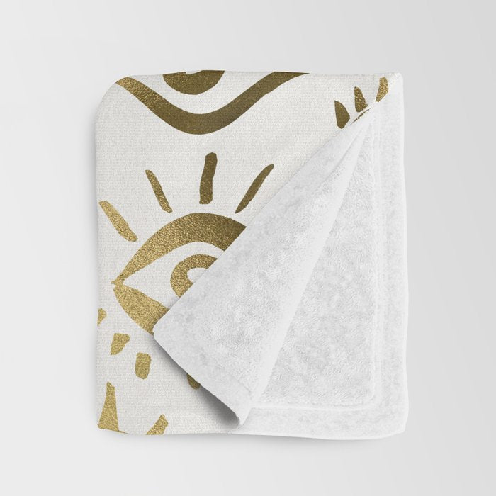 Mystic Eyes - Gold Throw Blanket Gallery Image 3