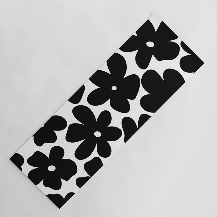 Black & White Flower - 70's Daisies Yoga Mat Gallery Image 1