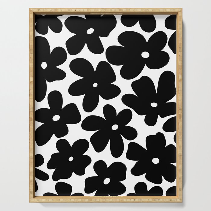 Black & White Flower - 70's Daisies Serving Tray Gallery Image 1