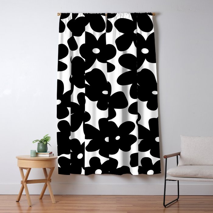 Black & White Flower - 70's Daisies Window Curtain Gallery Image 5