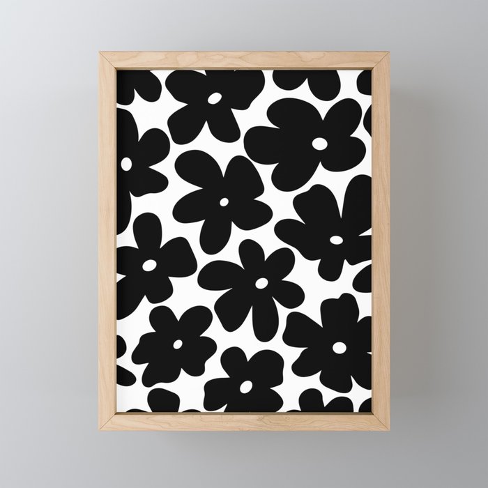 Black & White Flower - 70's Daisies Mini Art Print Gallery Image 1