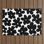 Black & White Flower - 70's Daisies Outdoor Rug Gallery Image 1