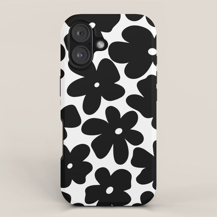 Black & White Flower - 70's Daisies iPhone Case Gallery Image 1