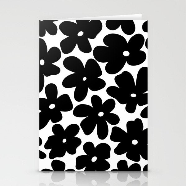 Black & White Flower - 70's Daisies Stationery Card Gallery Image 1