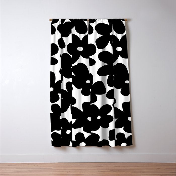 Black & White Flower - 70's Daisies Window Curtain Gallery Image 3