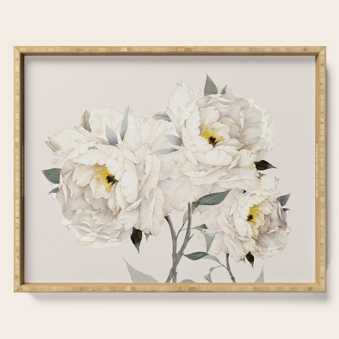 White Peonies Serving Tray Gallery Image 1