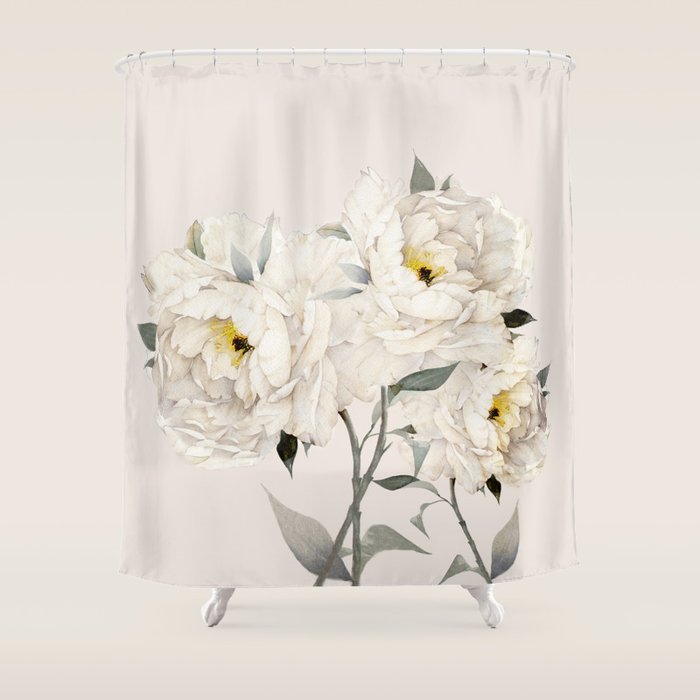 White Peonies Shower Curtain Gallery Image 1