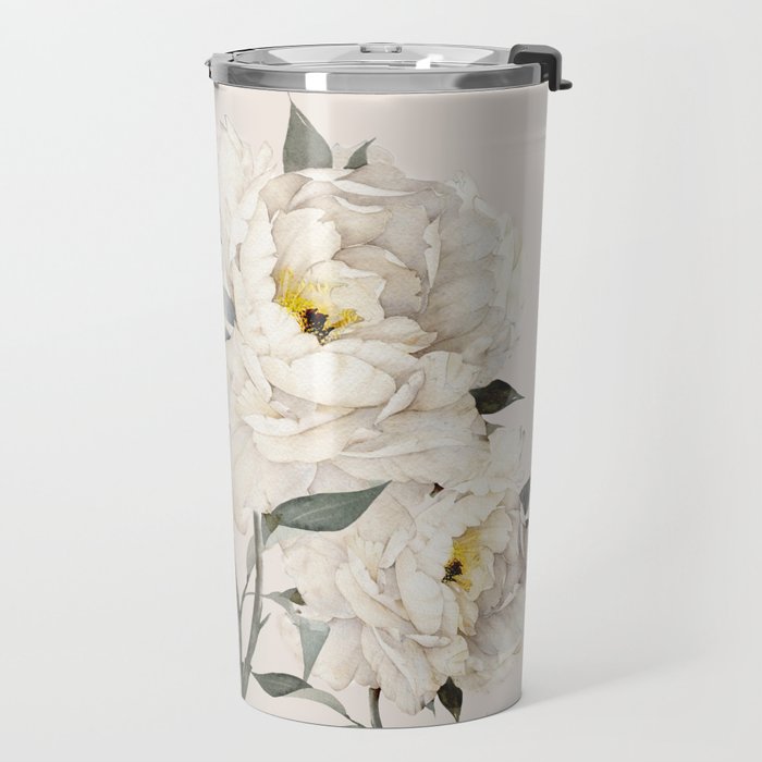 White Peonies Travel Mug Gallery Image 2