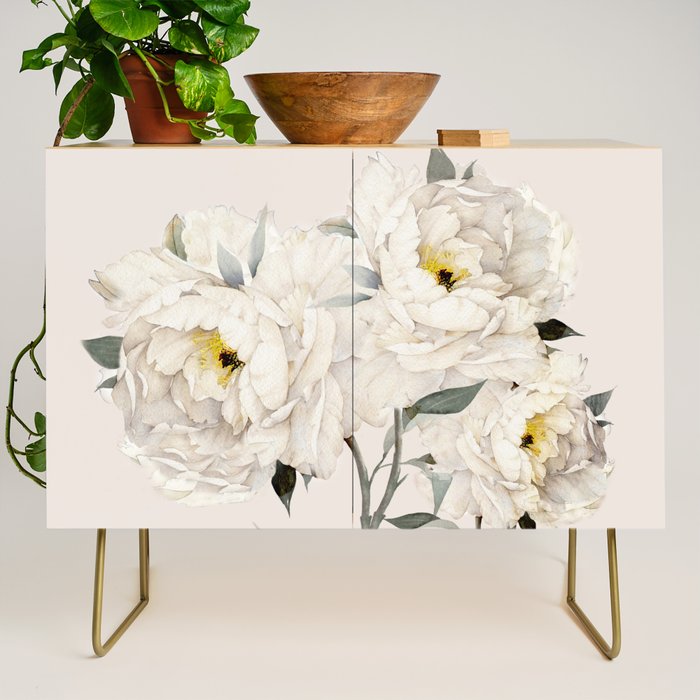 White Peonies Credenza Gallery Image 1