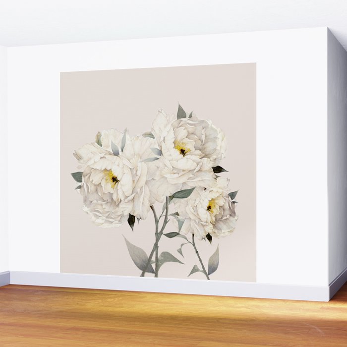 White Peonies Wall Mural Gallery Image 2