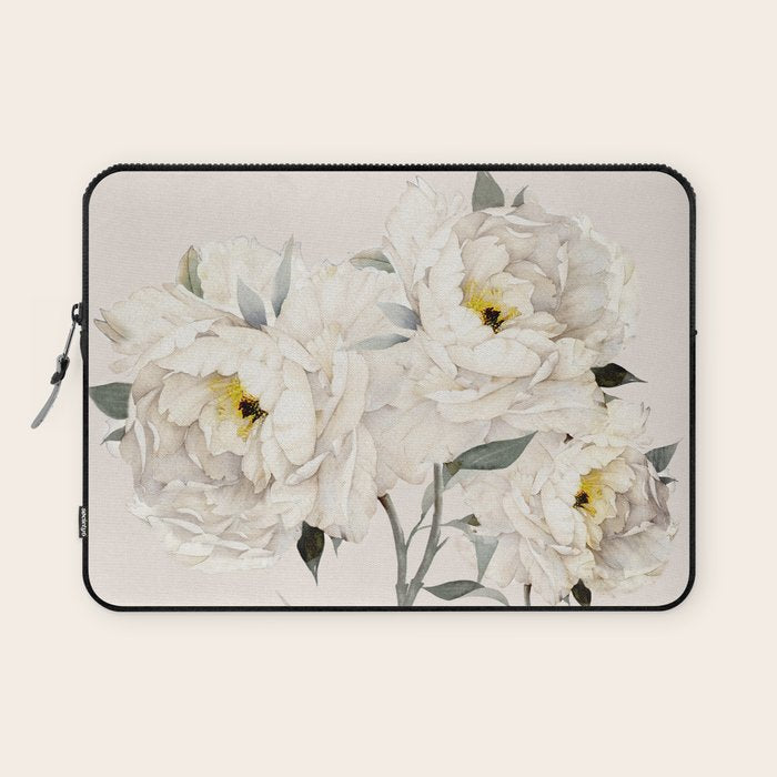 White Peonies Laptop Sleeve Gallery Image 1