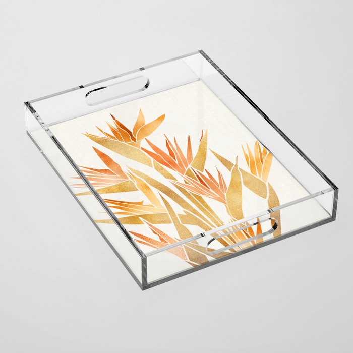 Metallic Gold Bird of Paradise Acrylic Tray Gallery Image 1