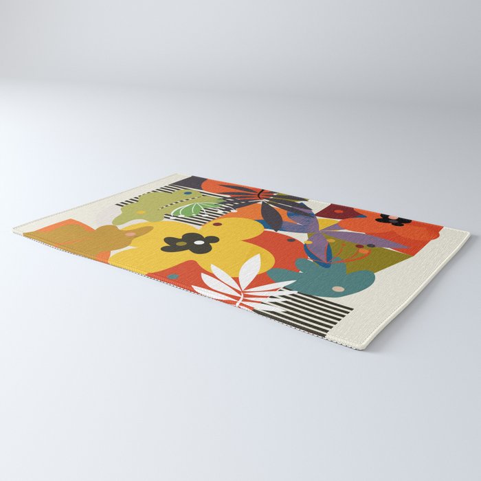 mid century minimal floral Rug Gallery Image 3