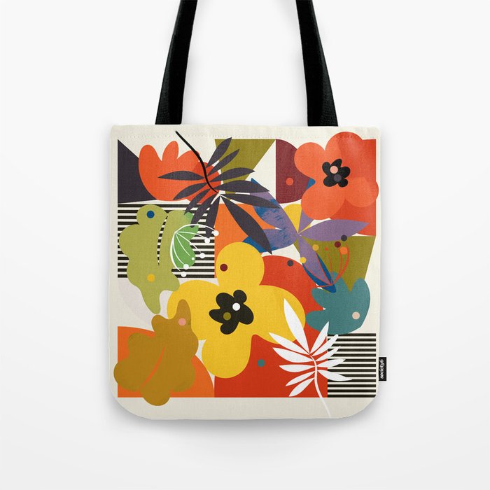 mid century minimal floral Tote Bag Gallery Image 1