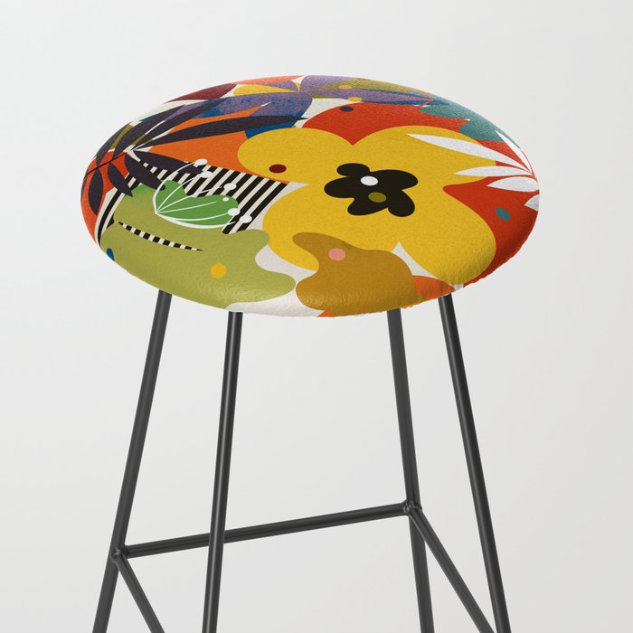 mid century minimal floral Stool Gallery Image 2