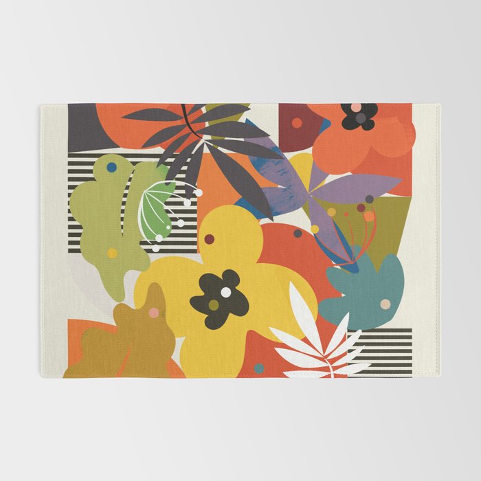 mid century minimal floral Rug Gallery Image 2