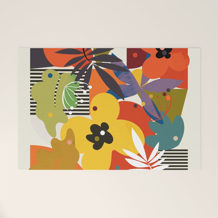 mid century minimal floral Welcome Mat Gallery Image 1