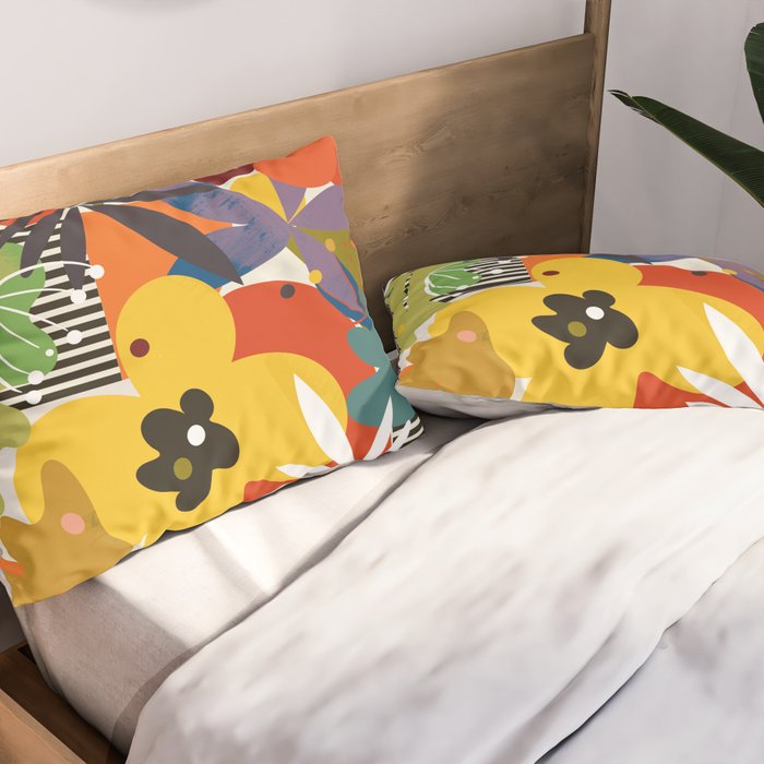mid century minimal floral Pillow Sham Gallery Image 2