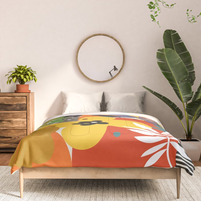 mid century minimal floral Comforter Gallery Image 3