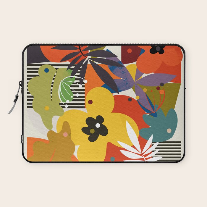 mid century minimal floral Laptop Sleeve Gallery Image 1